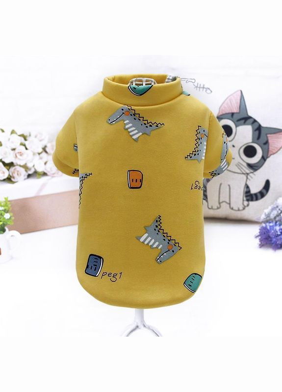 Теплая футболка для собак Pet Style "Динозавр" Желтая XL No Brand - (323234218)