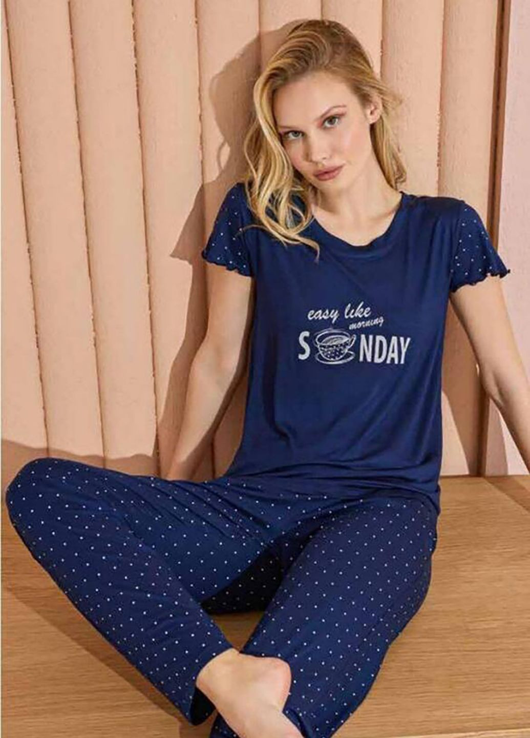 Синяя всесезон пижама футболка + брюки Angels Secret