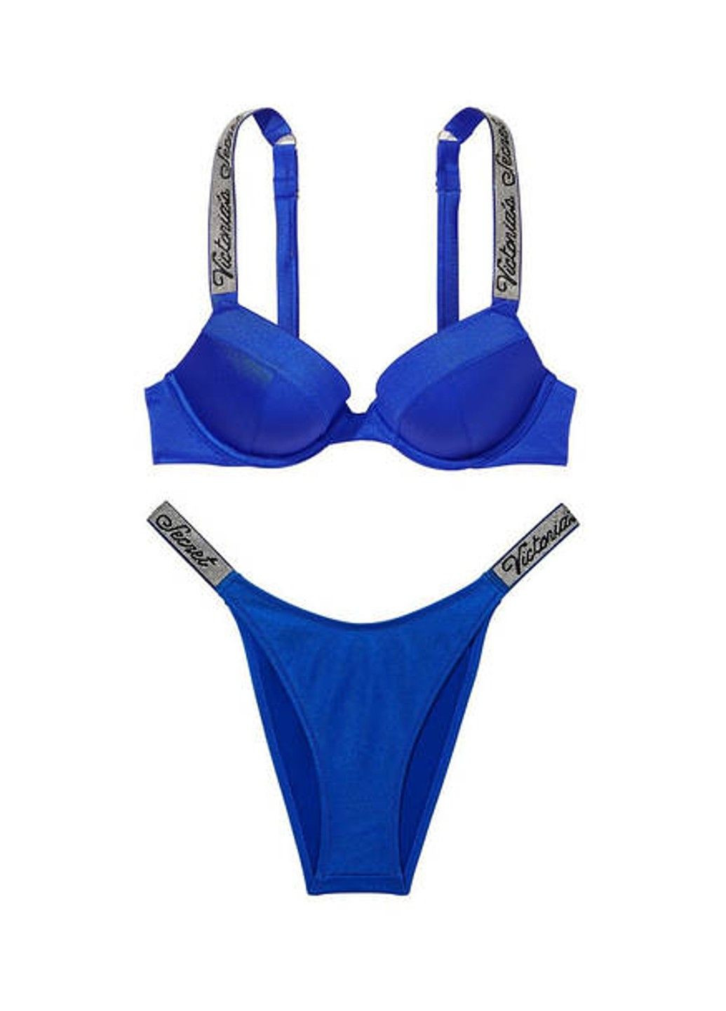 Синий купальник bikini shine strap sexy tee push-up blue oar logo set раздельный Victoria's Secret