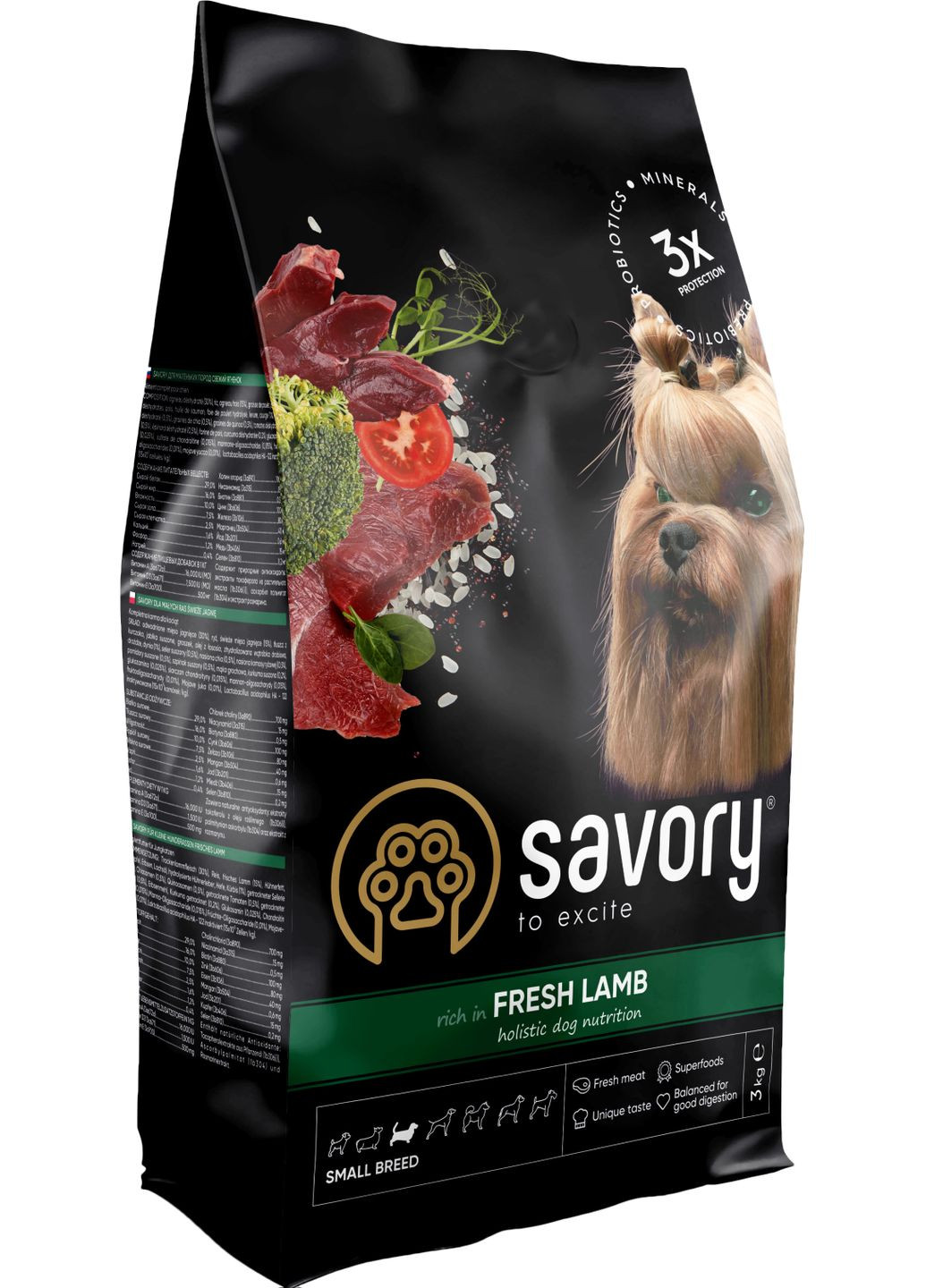 Сухой корм для собак малых пород со свежим мясом ягненка 3 кг Savory (305847551)