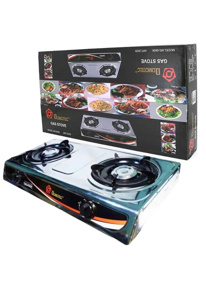 Настольная газовая плита на 2 конфорки 4400 Вт, MS 6606 / Плита газовая Domotec (370625483)
