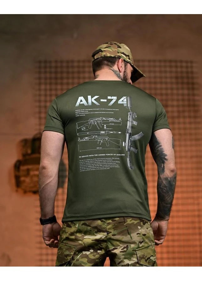 Тактическая футболка SELION АК-74 олива мужская армейская футболка военная No Brand (393646160)