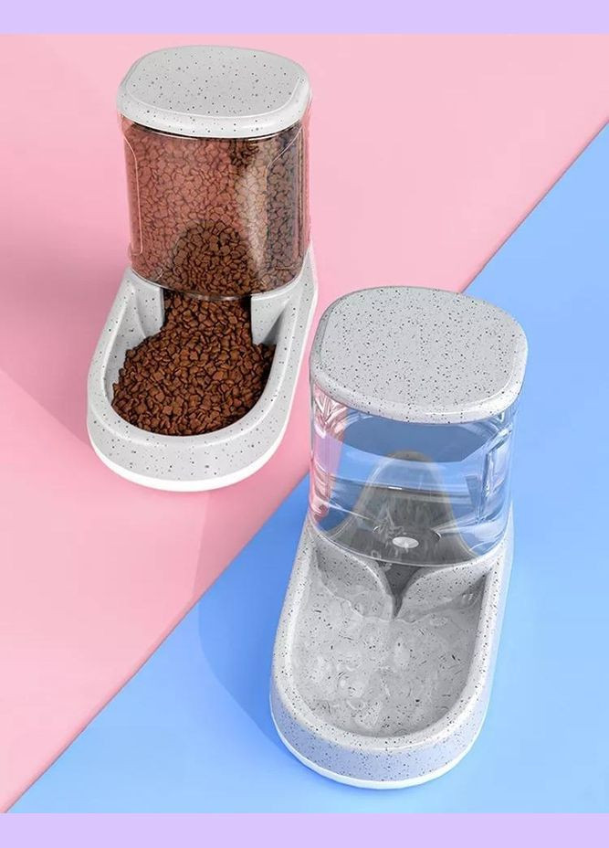 Кормушка и поилка для кошек и собак 2 x 3.5L, комплект Серый Hoopet (299915291)