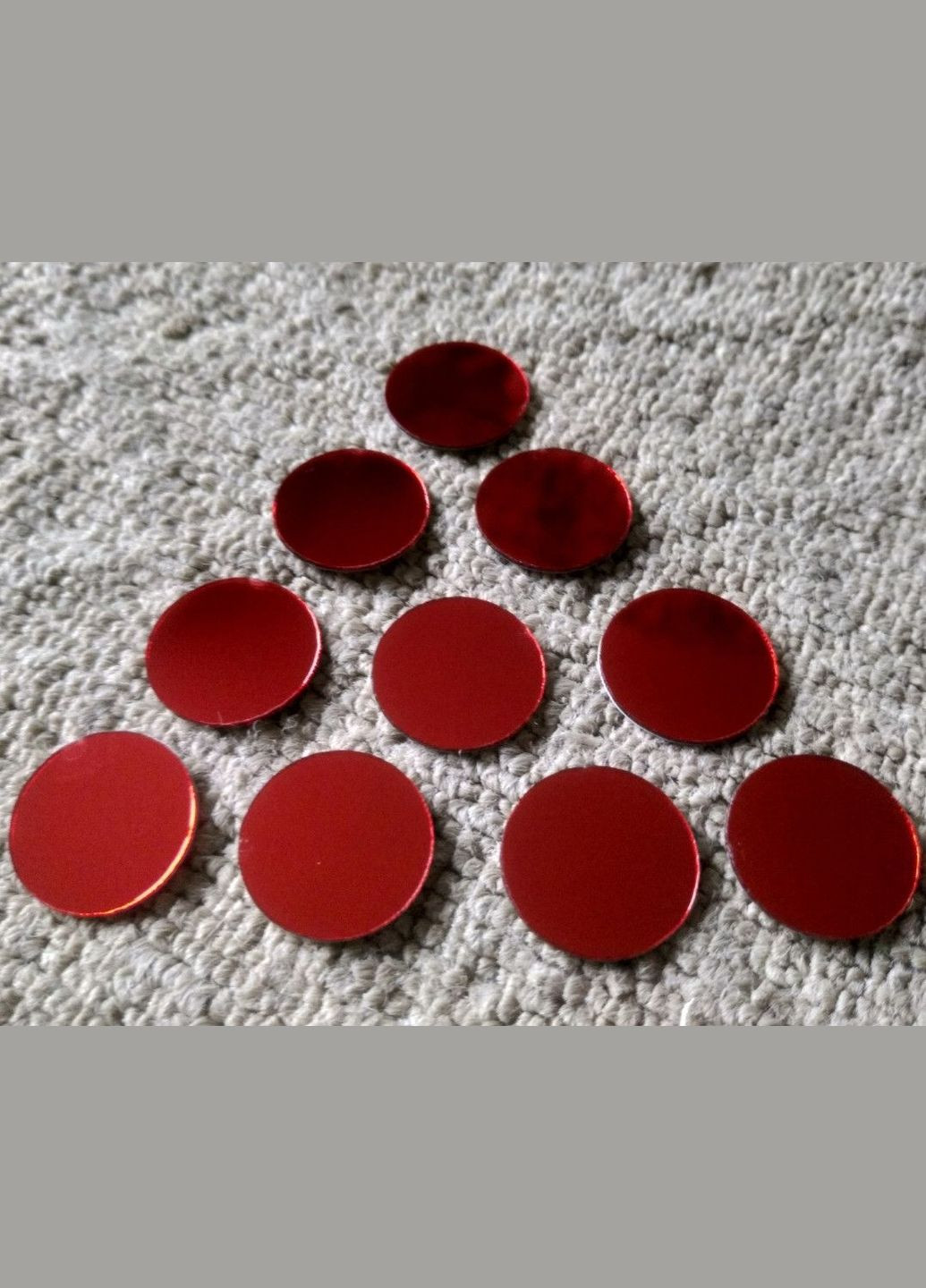 Дзеркальні пластикові наклейки круги Червоні 100 шт 2 см Б369 No Brand (302242363)
