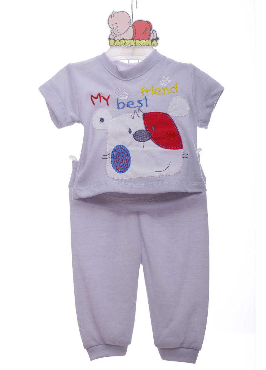 Серая пижама с футболкой для мальчика трикотажная best frend серая см (41812) Murat baby