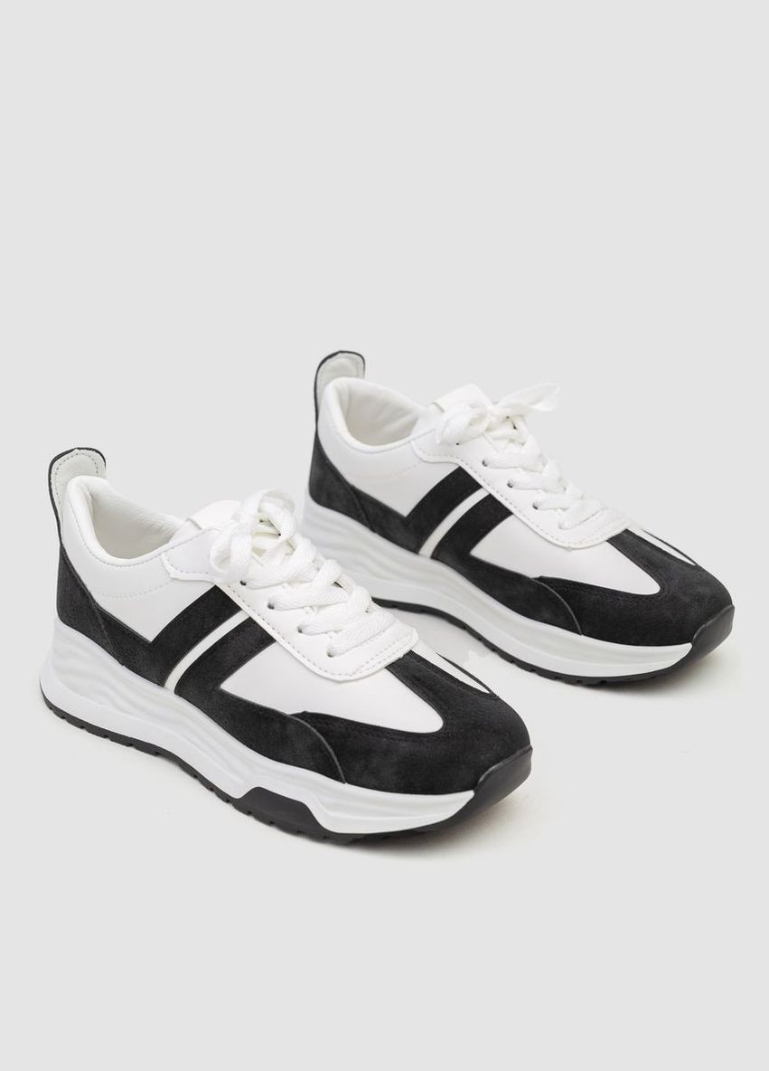 Кроссовки женские экокожа,, 243R186-126 Fashion чёрно-белые всесезоны (313289780)