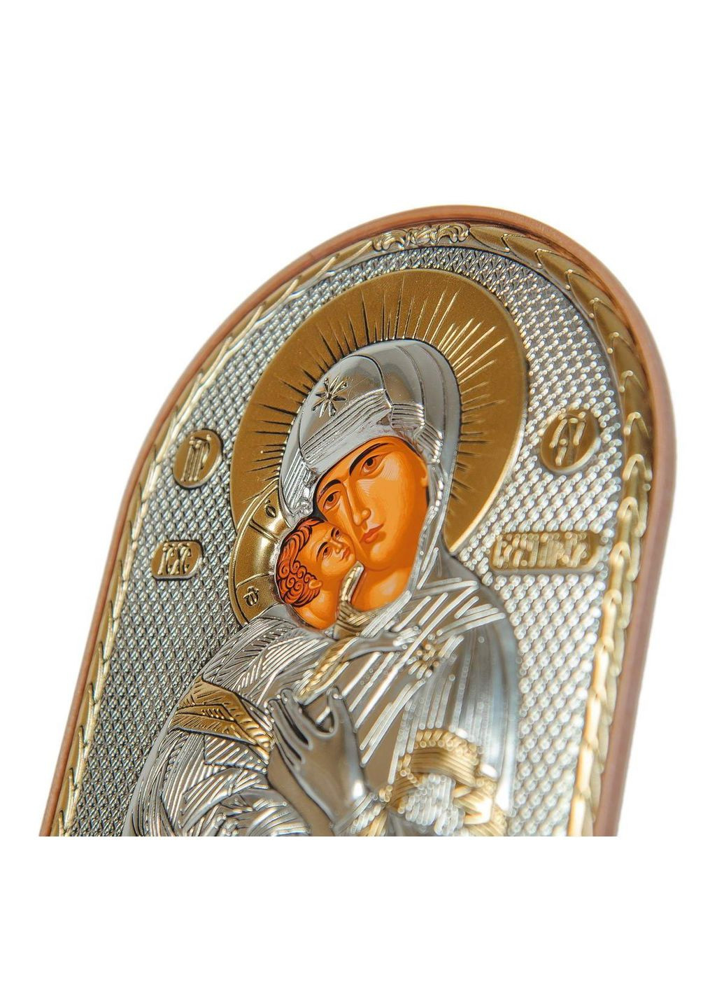 Срібна ікона Володимирська Божа Матір 12x15,5 см на пластиковій основі, Греція Silver Axion (266266133)