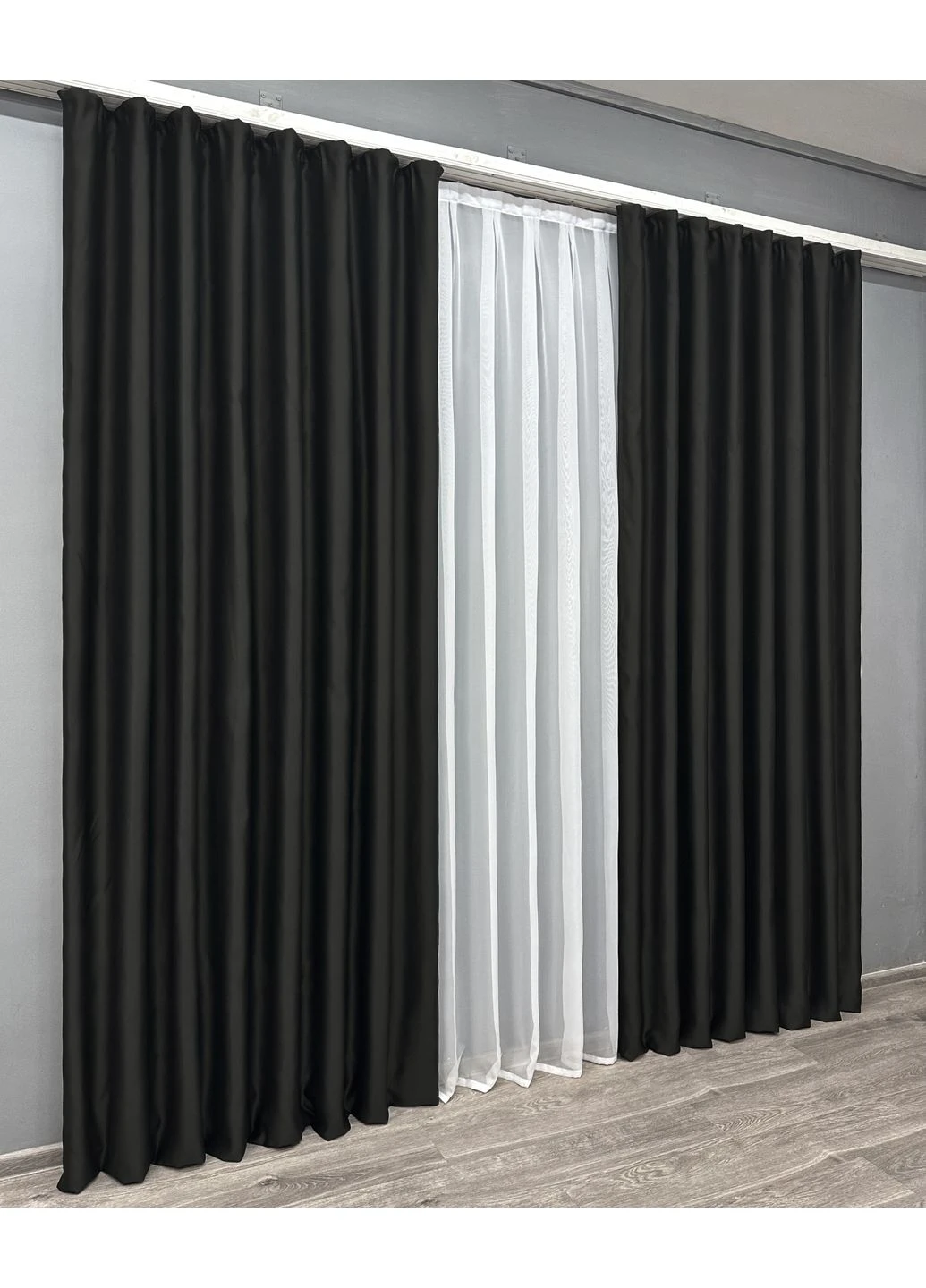 Комплект готових штор Bagema Rvs № 1895ш Чорний 100х265 см 2 шт (39-931) VR-Textil (379733294)