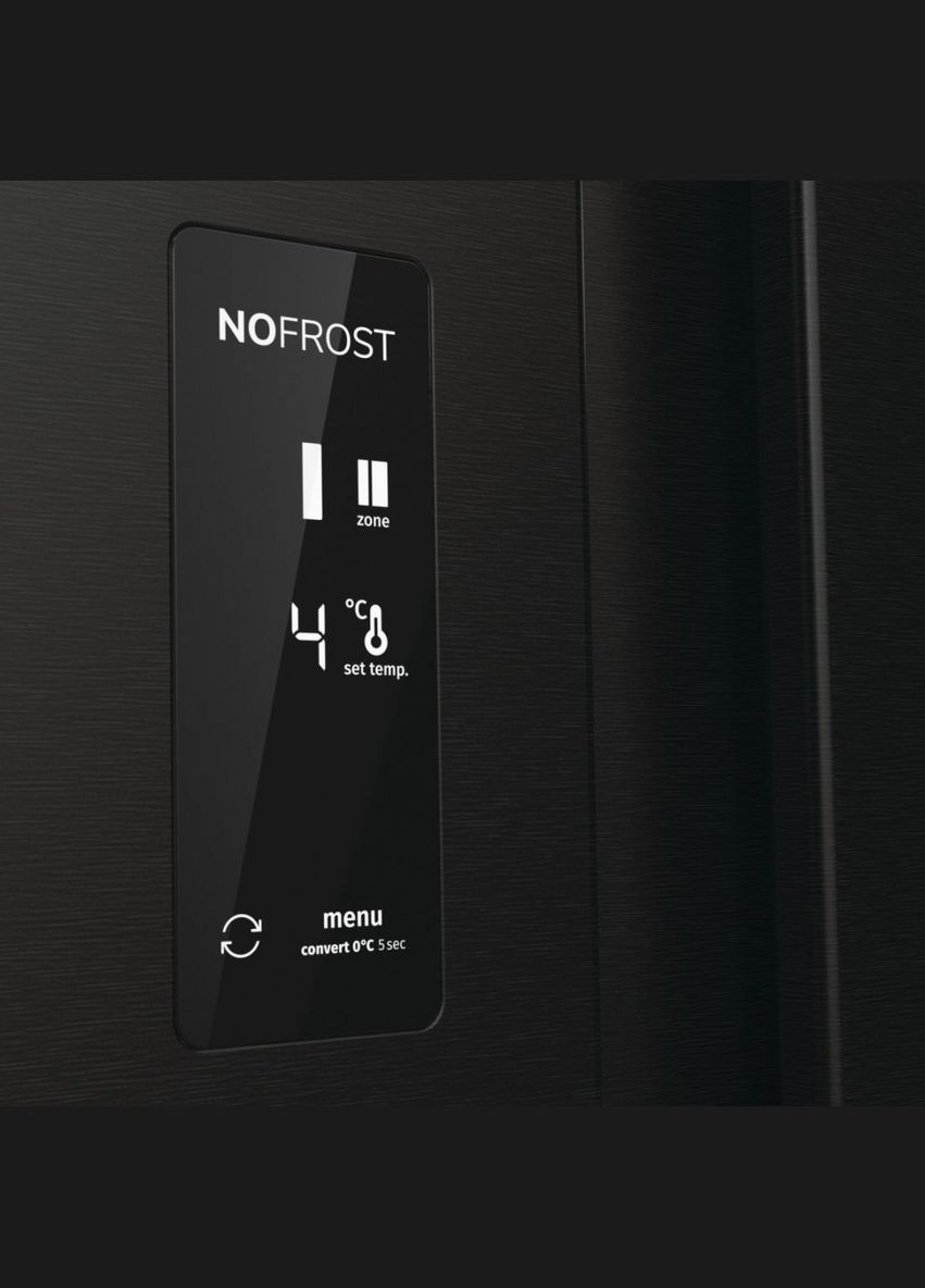 Холодильник SBS 179х67х92см, 2 двері, 356(191)л, А++, NF+, Інв., Зона св-ті, Зовн. Диспл, чорний Gorenje (315604770)