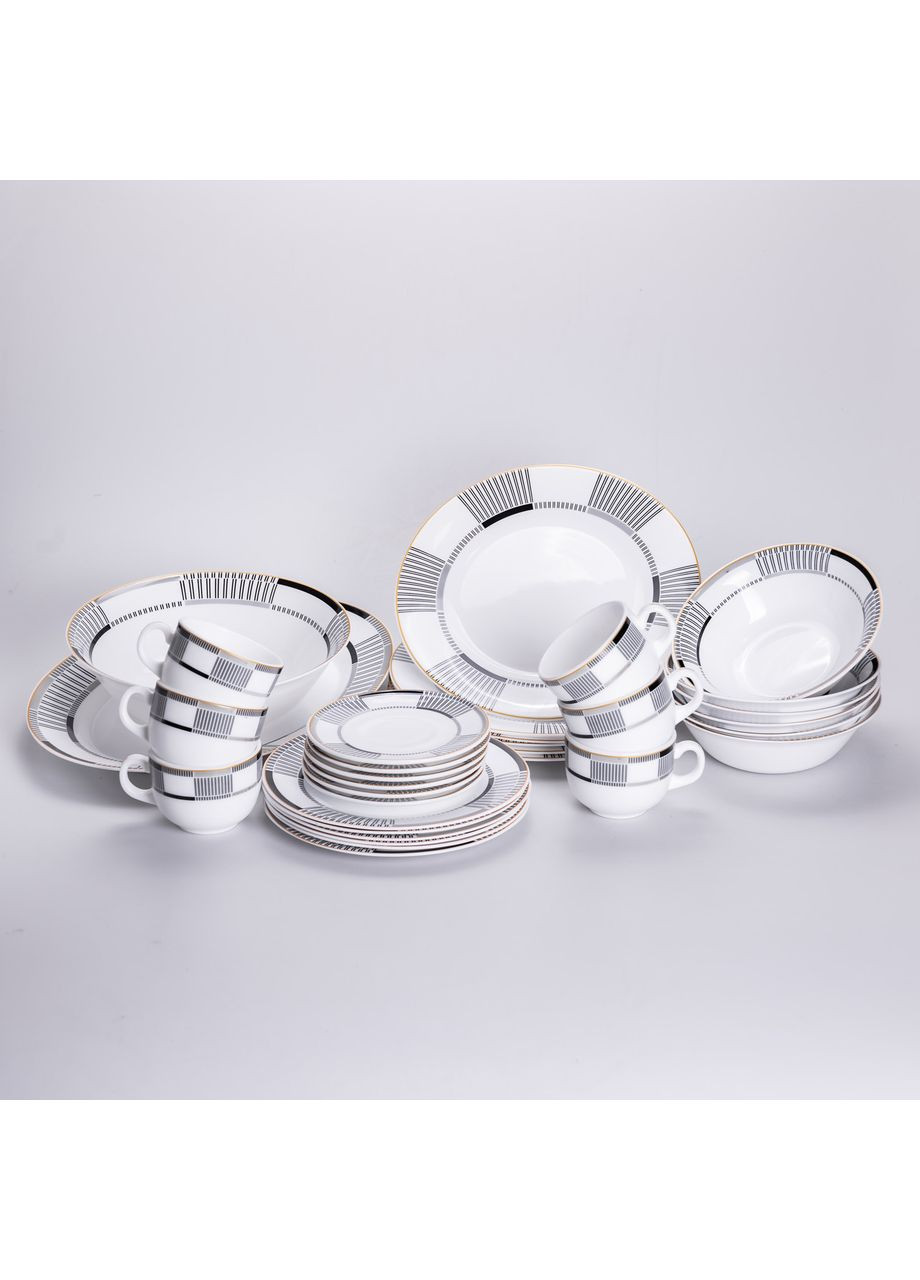 Столовый сервиз из фарфора Geometry на 6 персон 32 предметов HP-HK-6 Yiwu (370974032)