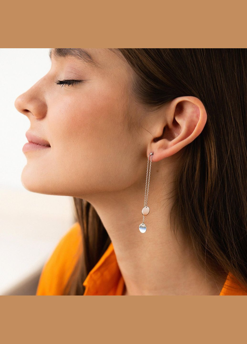 Срібні сережки Монетки на ланцюжку 902-01112 Oniks (271693867)