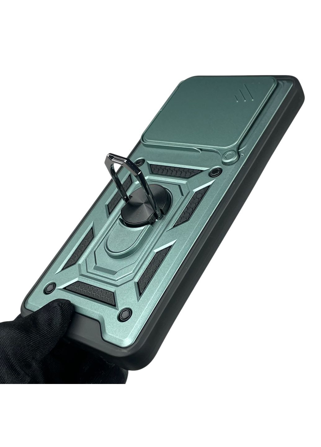 Чехол для Redmi 13 4G бронированный с кольцом со шторкой на сяоми редми 13 4г зелёный rg1 Xiaomi (366388842)