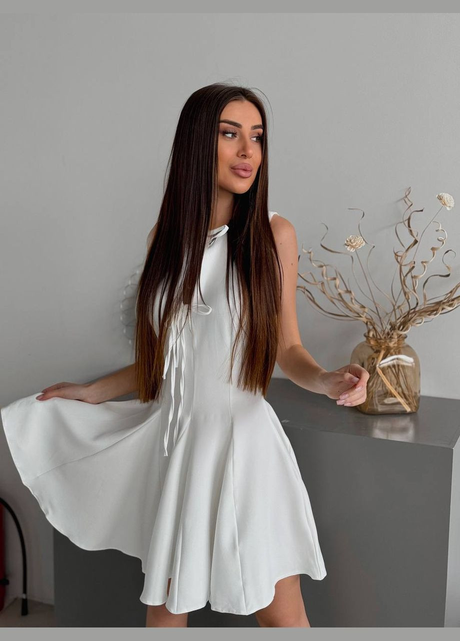 Молочное кэжуал, коктейльное платье No Brand однотонное