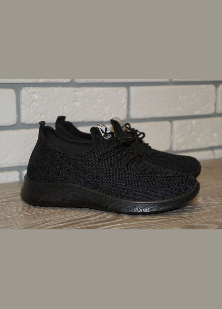 Черные демисезонные кроссовки текстильные подростковые черные Canoa