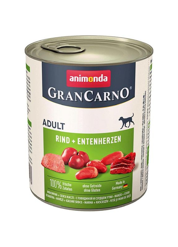 GranCarno Original Adult вологий корм для дорослих собак яловичина та качині серця 800 г Animonda (280901269)