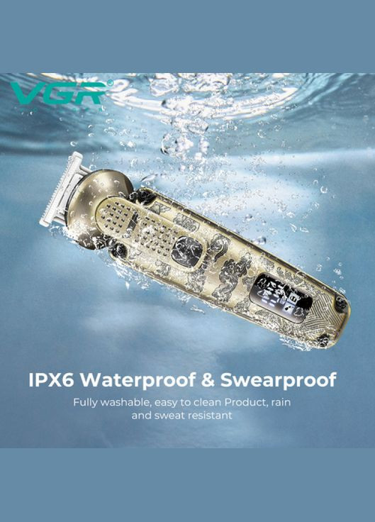 Машинка для стрижки волос V-103 (8 в 1) LCD для бороды и носа + подставка Бронза VGR (336931284)