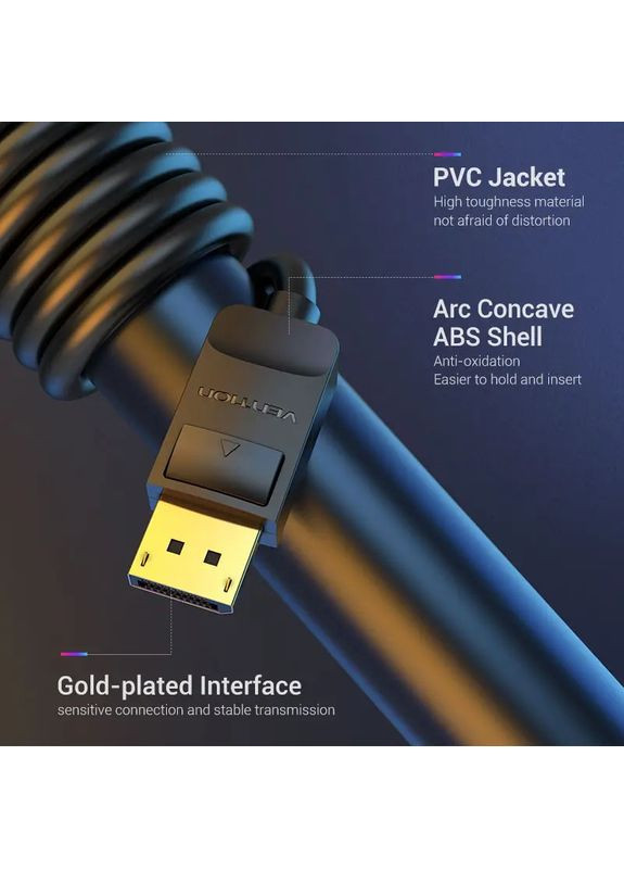 Кабель DisplayPort 4К Cable 3M Black () () Vention HACBI (357474427)