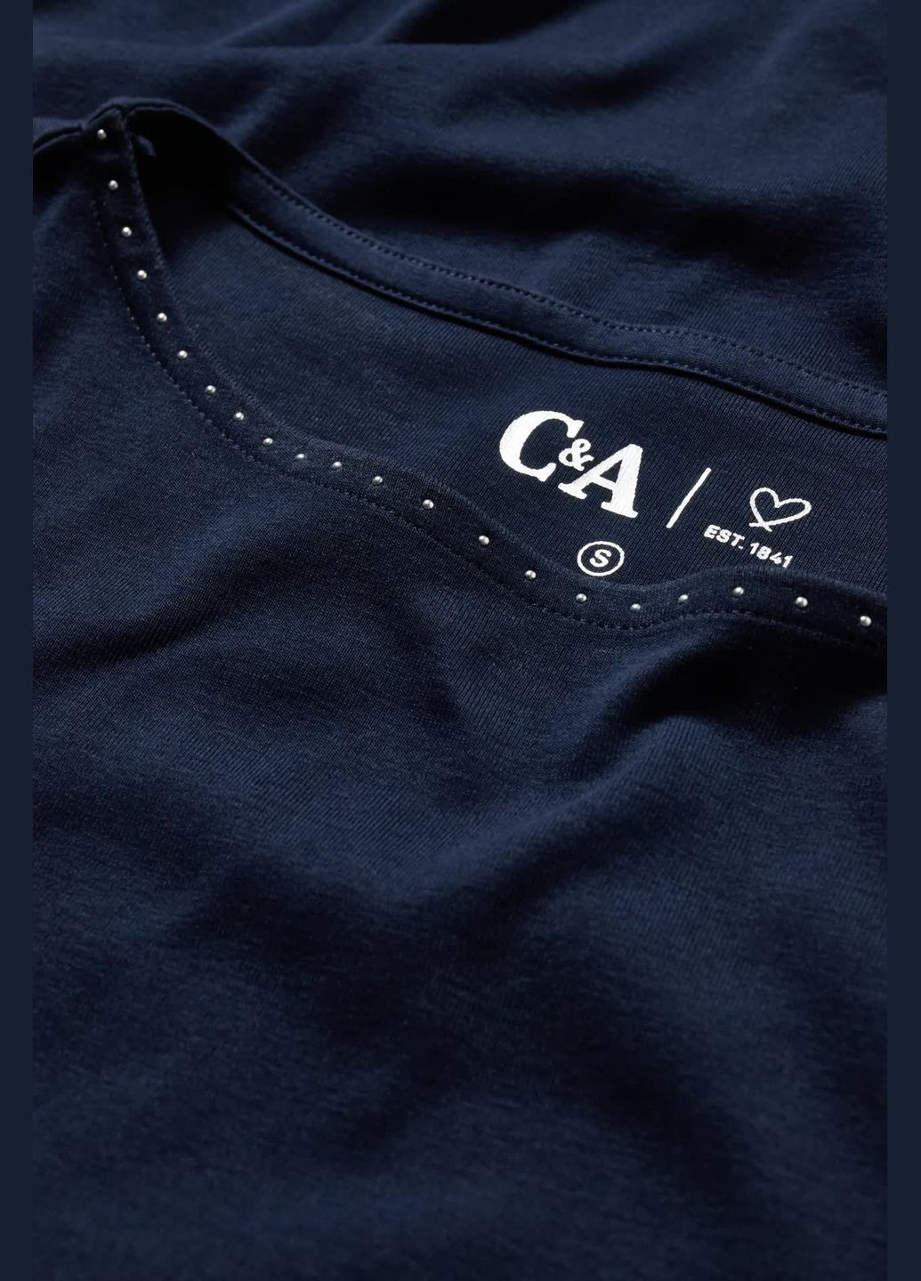 Темно-синя літня футболка з бавовни C&A