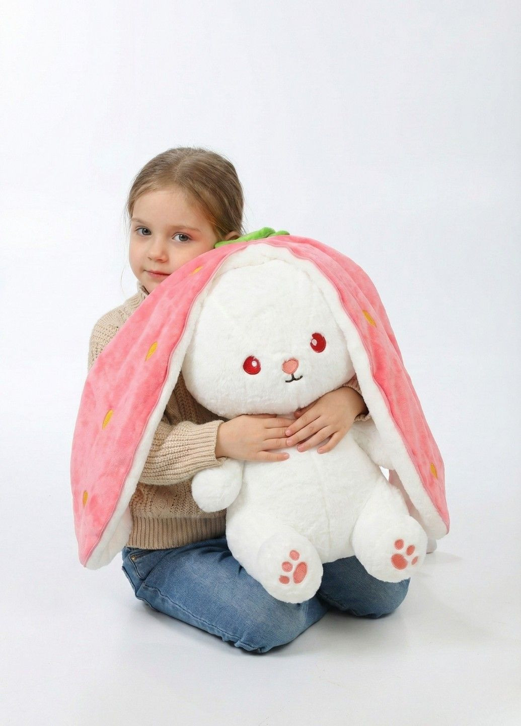 М'яка іграшка Кролик Полуничка 70 см рожевий плюшева Lalapka (369644981)