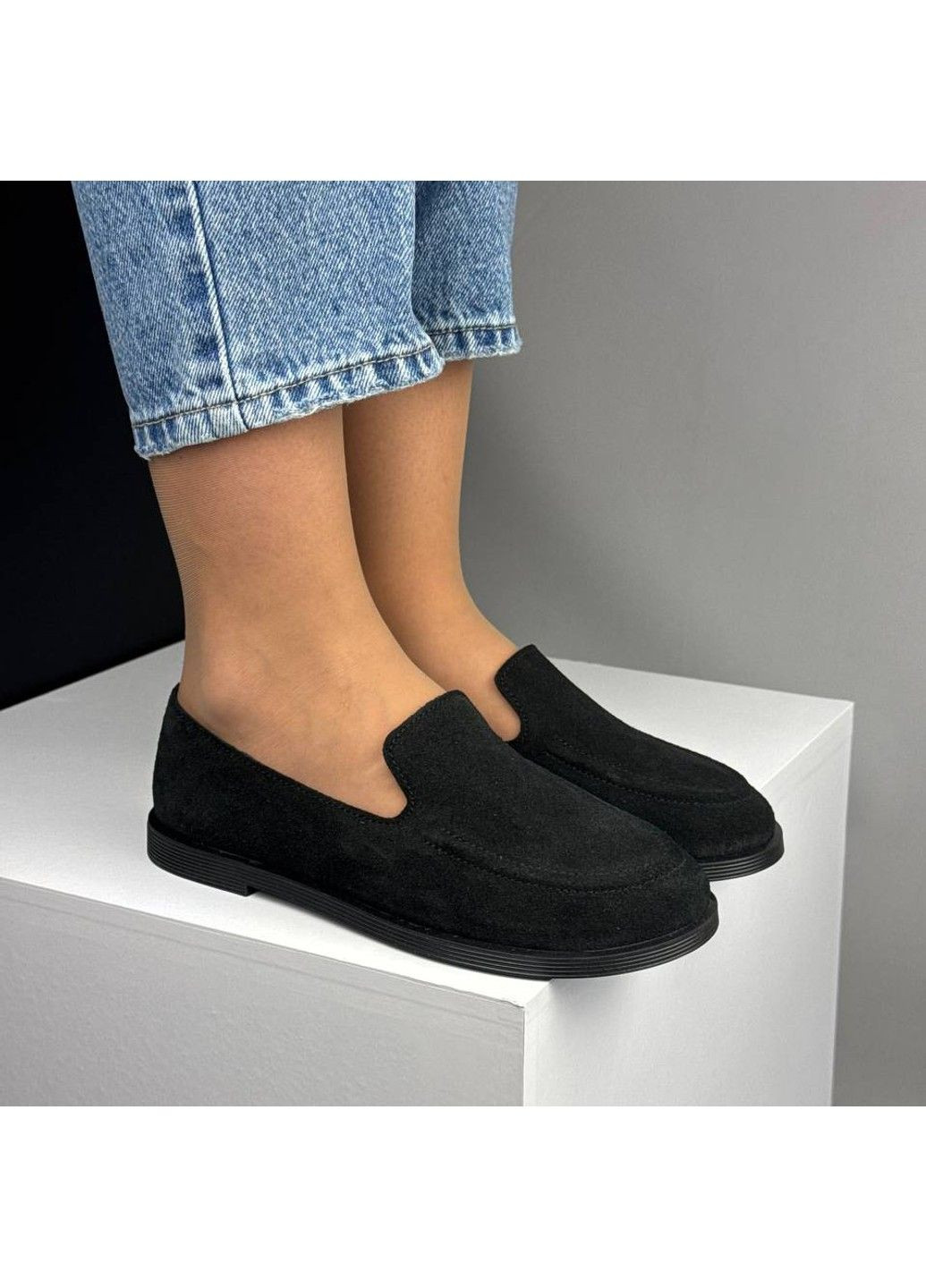 No Brand 427 Анатомічні Лофери Чорні Замшеві чорний з натуральна замша, — демісезон (339602907)