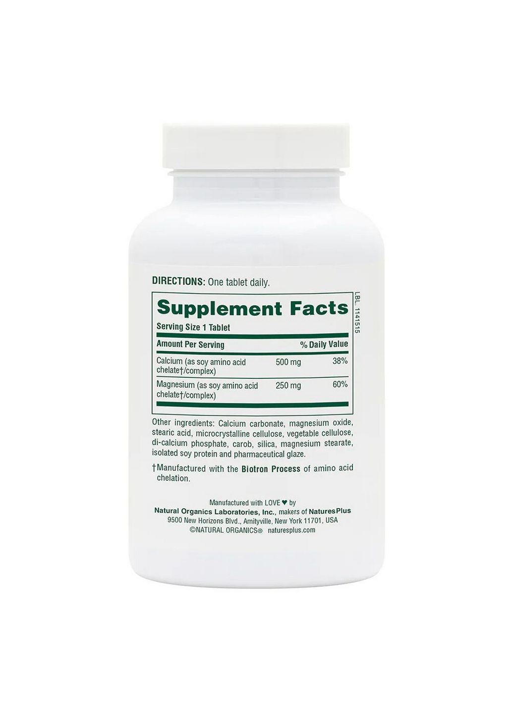 Витамины и минералы Cal/Mag 500 mg/250 mg, 90 таблеток Natures Plus (293340971)