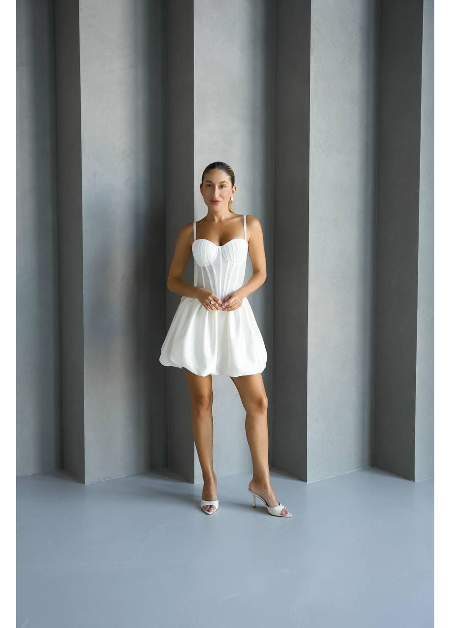 Корсет сетчатый с чашками и косточками / Белый прозрачный корсет с твердым основанием и застежкой на спине No Brand (370975298)