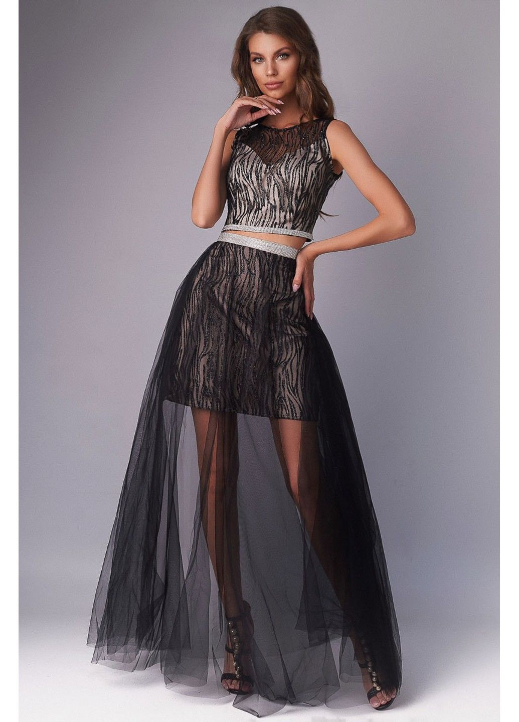 Чорна вечірня сукня двійка максі 20046 чорна Tanita-Romario