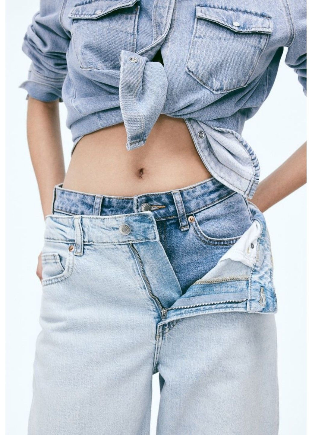 Жіночі джинси Wide Nigh (56840) W34 Блакитні H&M - (288838913)