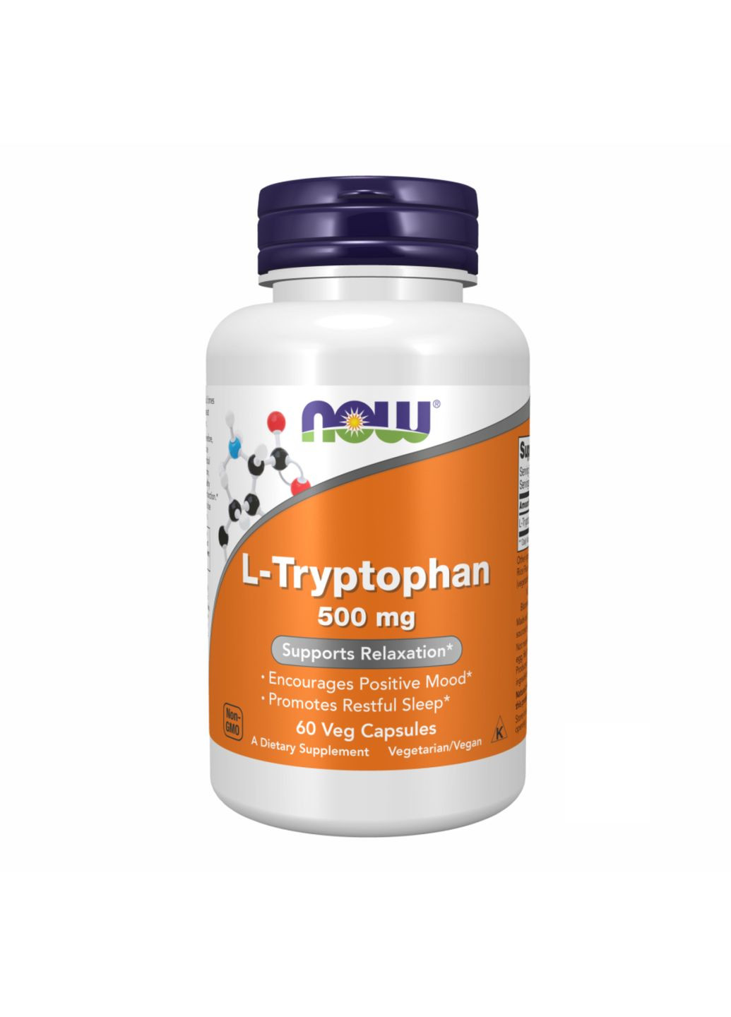 L-Tryptophan 500mg 60 vcaps NOW для расслабления и сна аминокислота для хорошего настроения Now Foods (368978381)