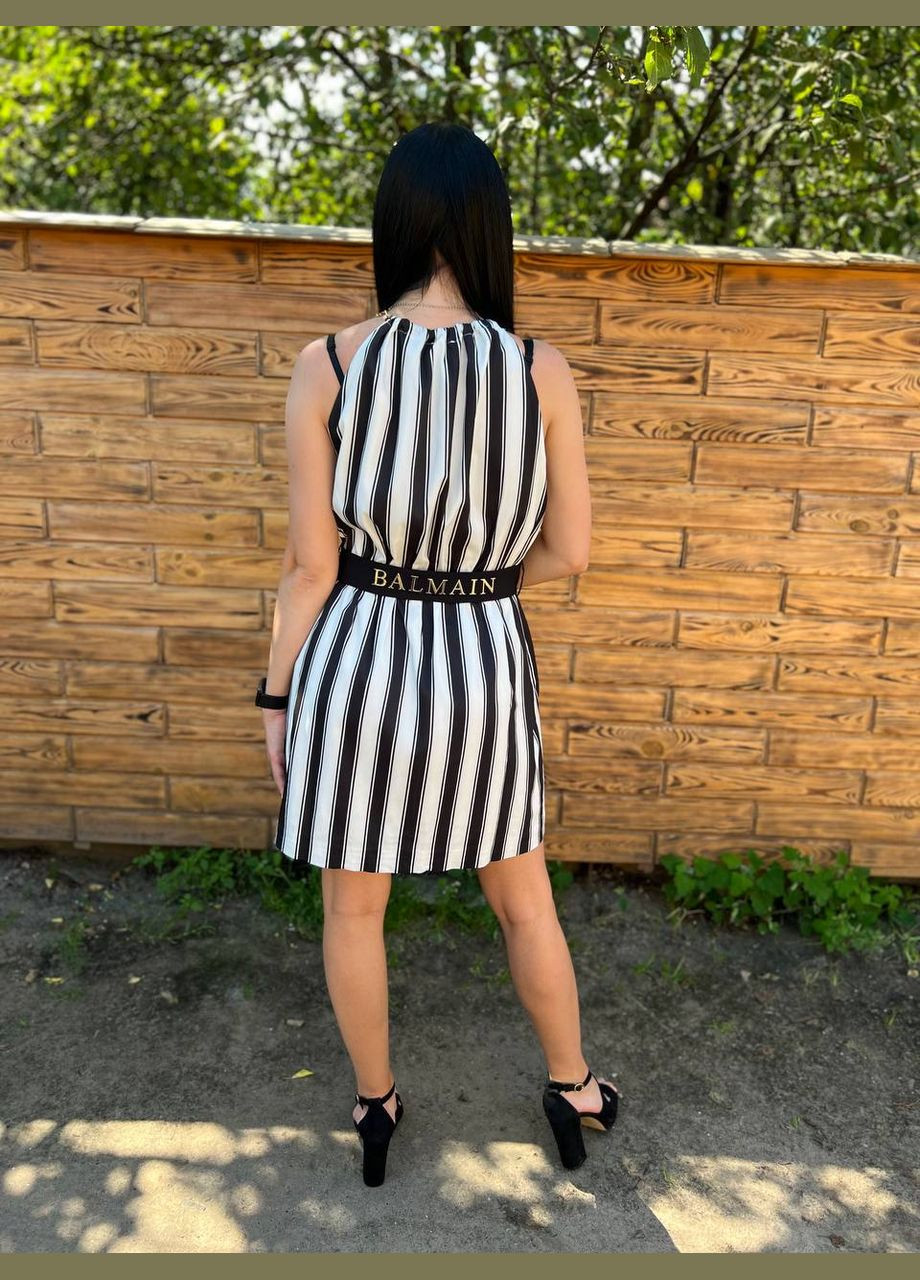 Черно-белое повседневный женское стильное платье в полоску на лето No Brand в полоску