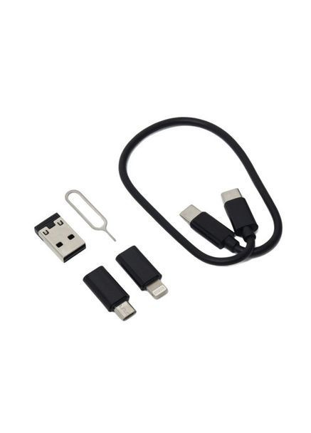 Многофункциональный универсальный кабель 60Вт Micro USB, Type-C, Lightning 3А с кейсом и скрепкой, черный No Brand (364489706)