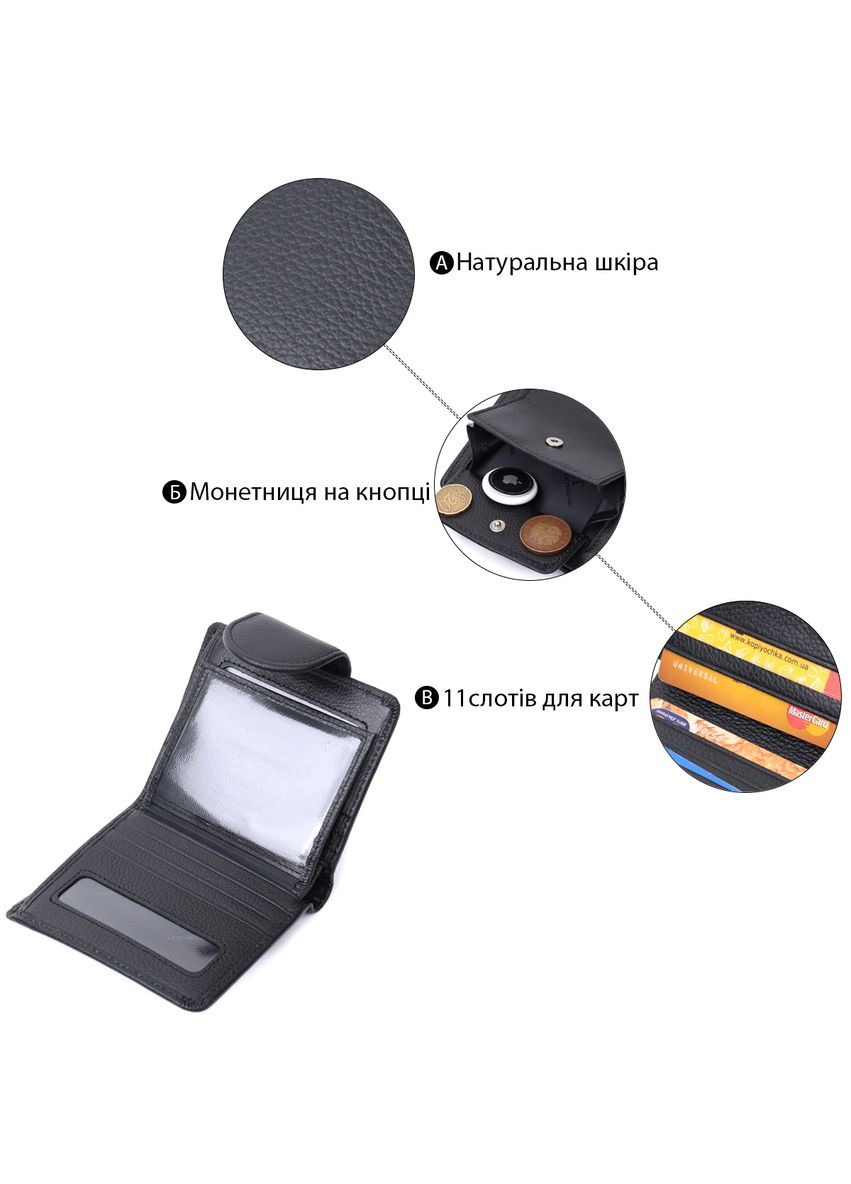 Женский кошелек из натуральной кожи с монетницей 22701 Черный st leather (306881368)