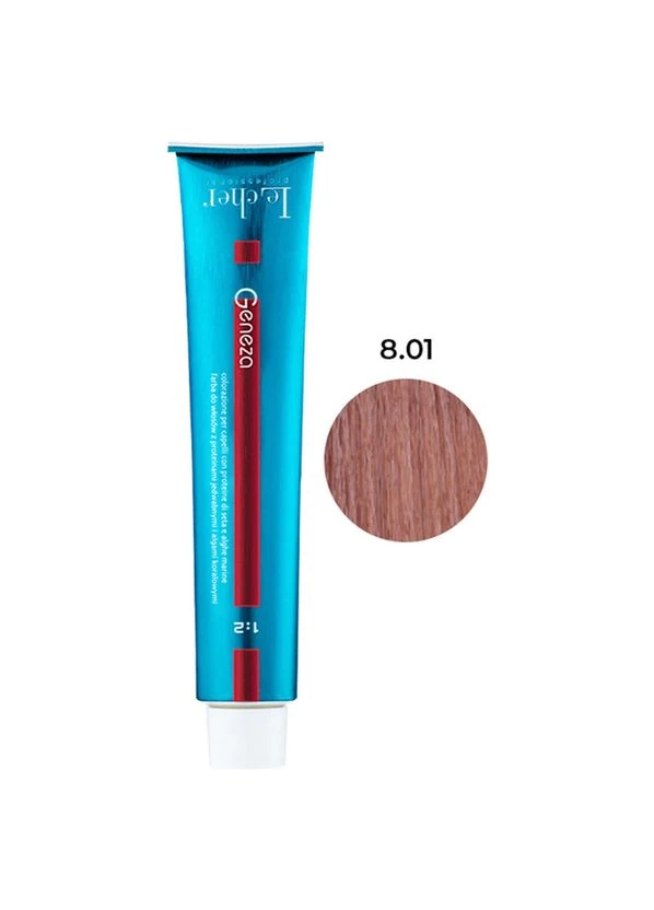 Профессиональная аммиачная крем-краска для волос Geneza 8.01 (8CN) светлый натуральный пепельный 100мл LeCher Professional (322394944)