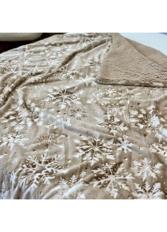 Двосторонній Плед "Comfort & Style" (Велюр + Teddy Fur), розмір 150*210 см бежевого кольору з малюнком No Brand (365749762)