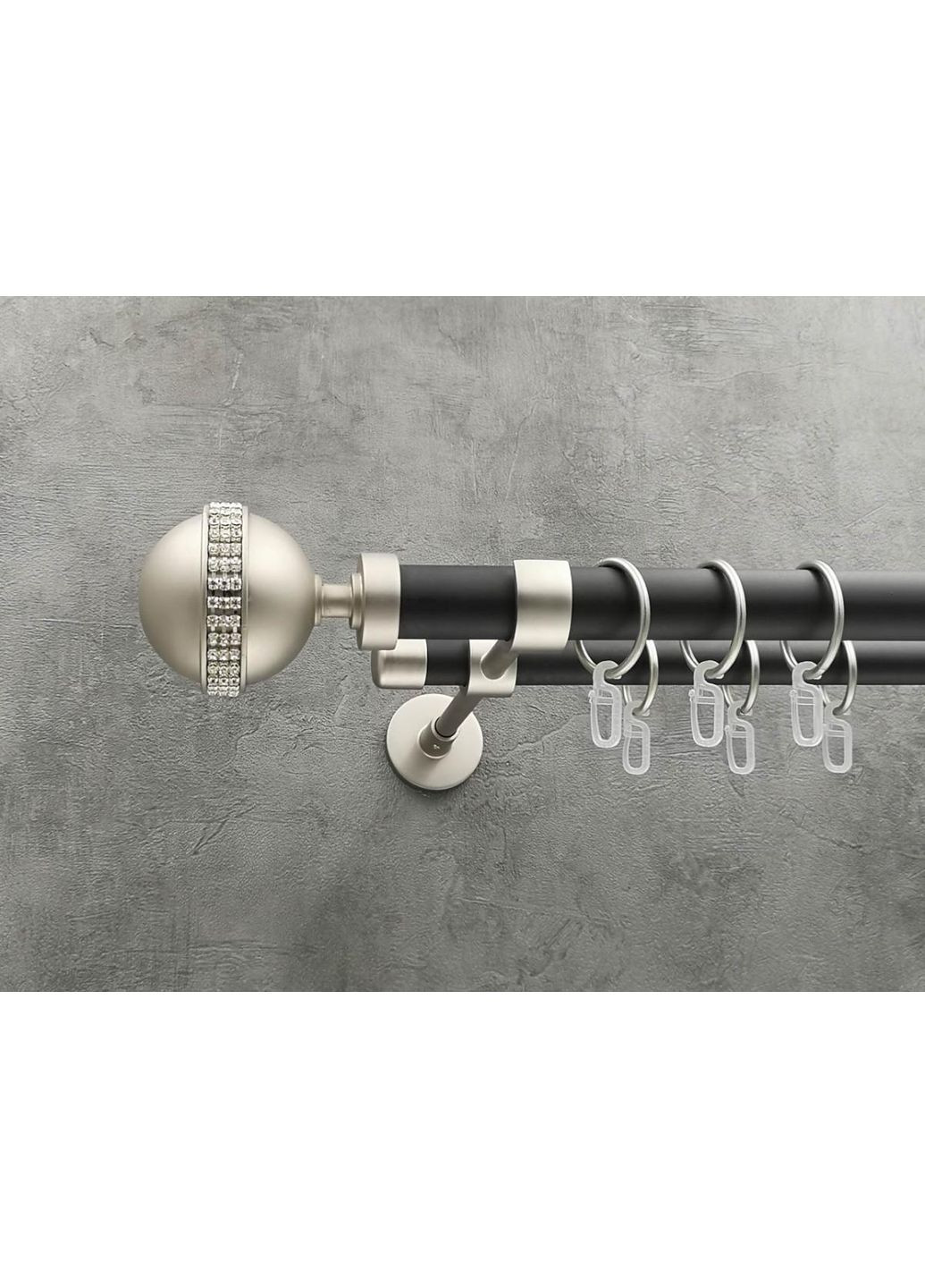 Карниз Авея гладка штанга подвійний модерн 25/19 мм 160 см Сатин/Чорний матовий Quadrum (352782195)