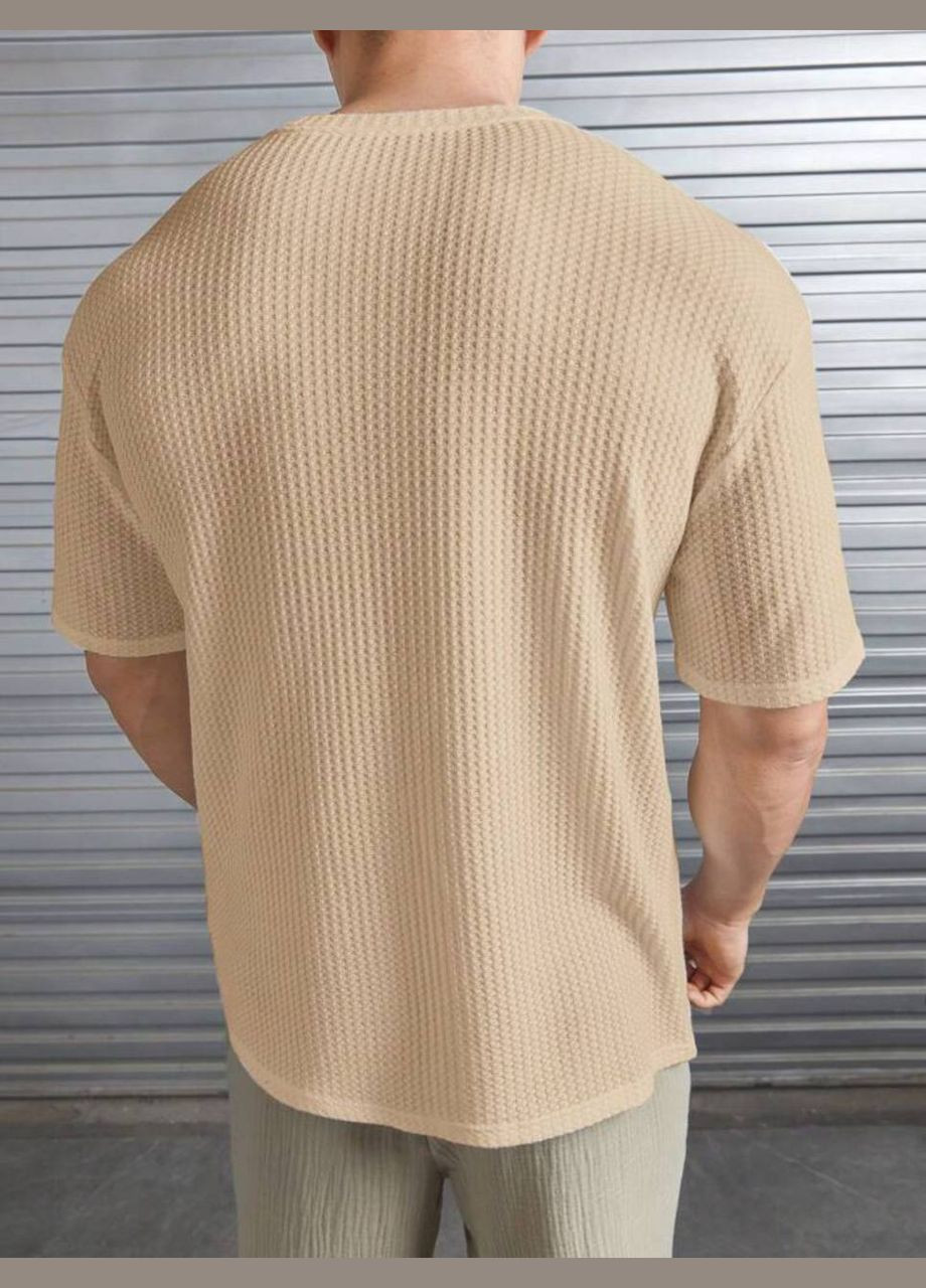 Бежевая футболка мужская с коротким рукавом No Brand