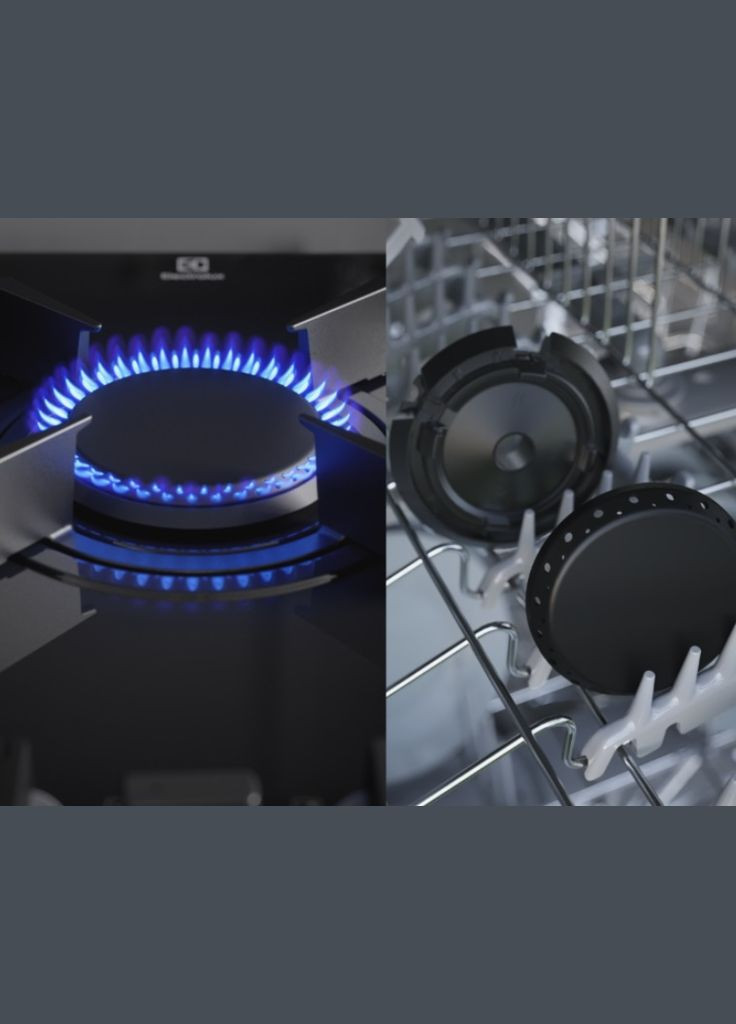 Варильна поверхня газова на склі, 60см, чавун, електрон. керування, Hob2Hood, Electrolux (317292537)