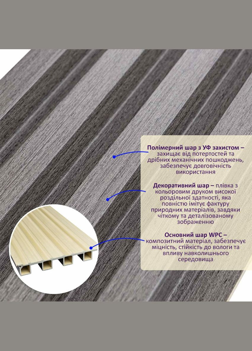 Декоративна стінова рейка олов'яний 3000*160*23мм D (3DPanda-1530) Sticker Wall (323155140)