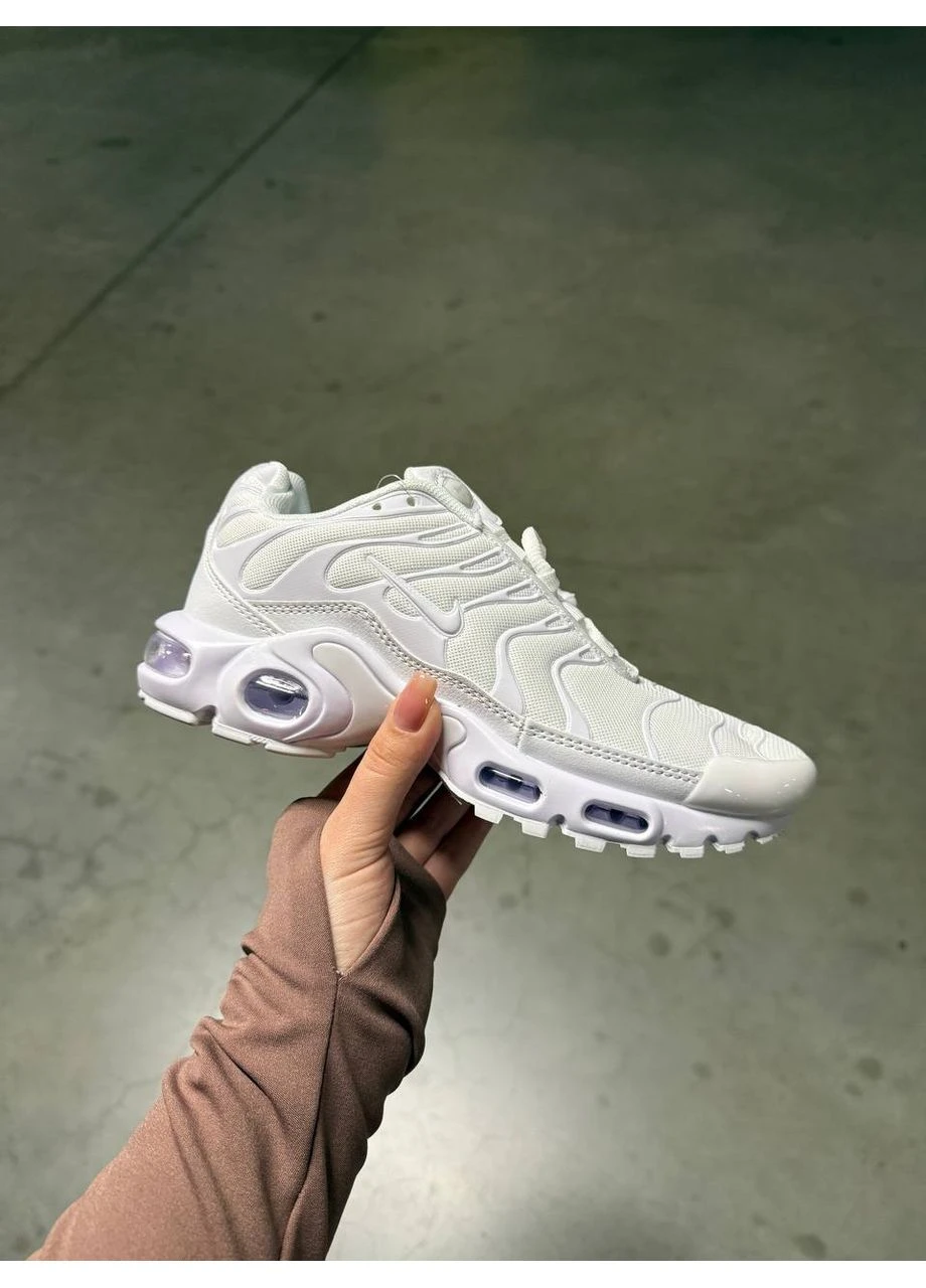 Білі кросівки чоловічі nike tn all white найк тн аір макс плюс білі демісезон No Brand