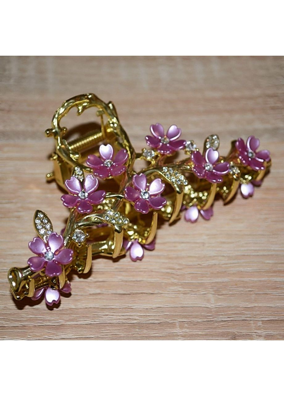 Шпилька крабік для волосся В'язані Квіти Естель із бежевою основою No Brand (370290367)