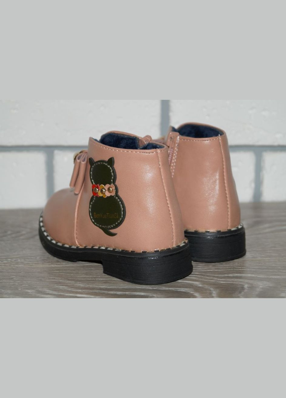 Бежевые повседневные, кэжуал осенние ботинки демисезонные для девочки бежевые с бантиком GFB