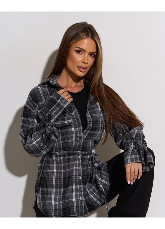 Фланелева сорочка в клітку з зав'язками ISSA PLUS (360956903)