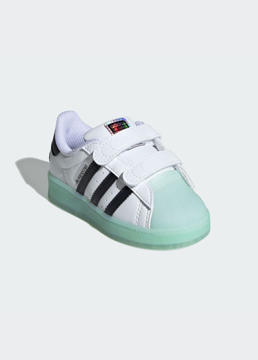 Белые всесезонные кроссовки superstar led lights comfort closure kids adidas