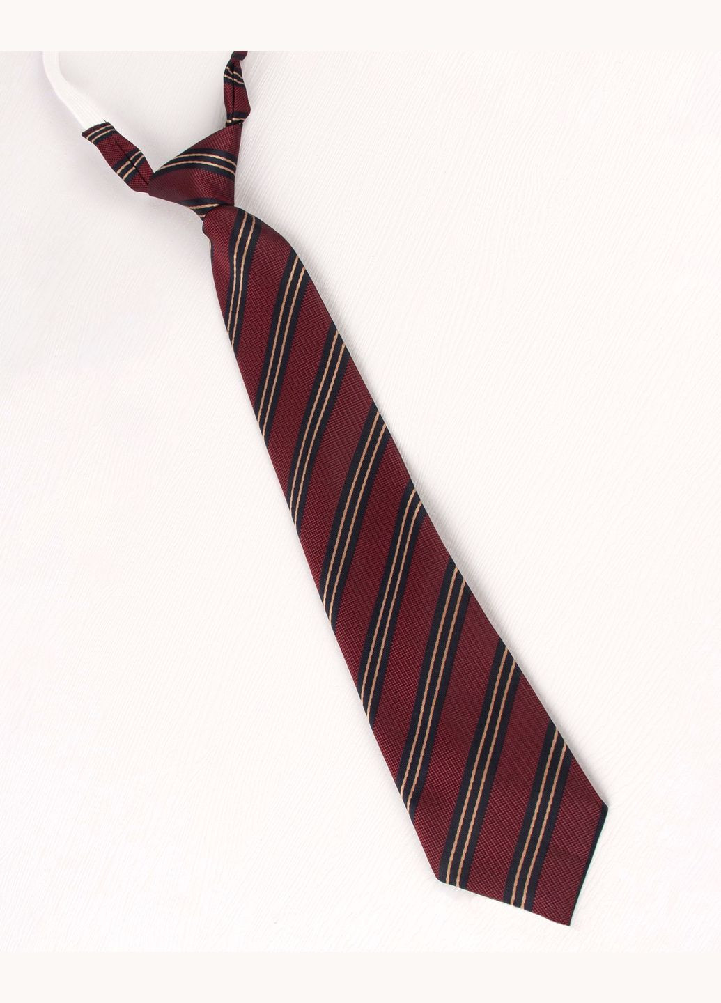 Галстук на резинці бордовий у діагональну смужку 32х7 см No Brand (339624727)