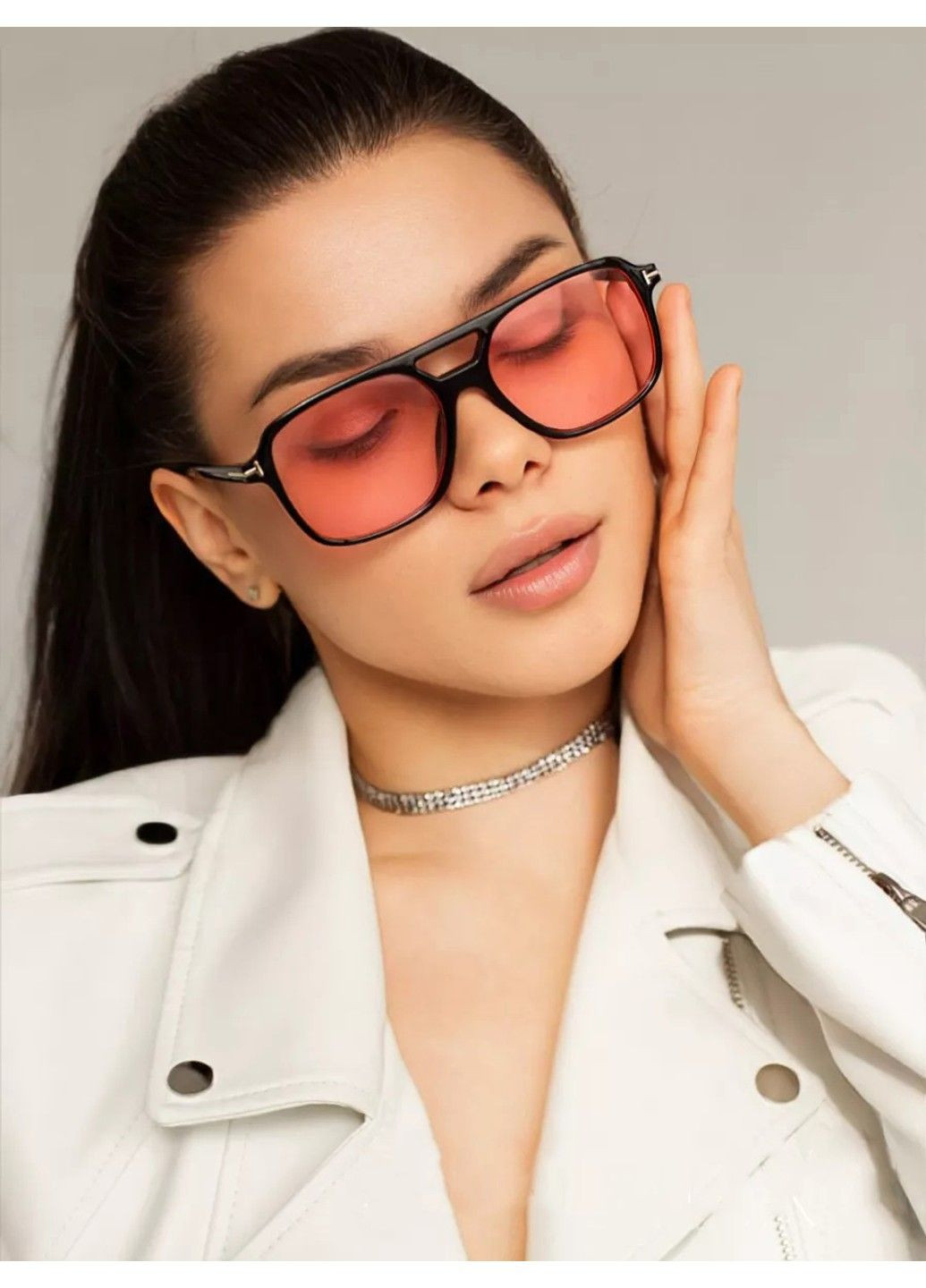 Очки солнцезащитные авиатор Sunny черные с розовыми линзами No Brand (315705468)