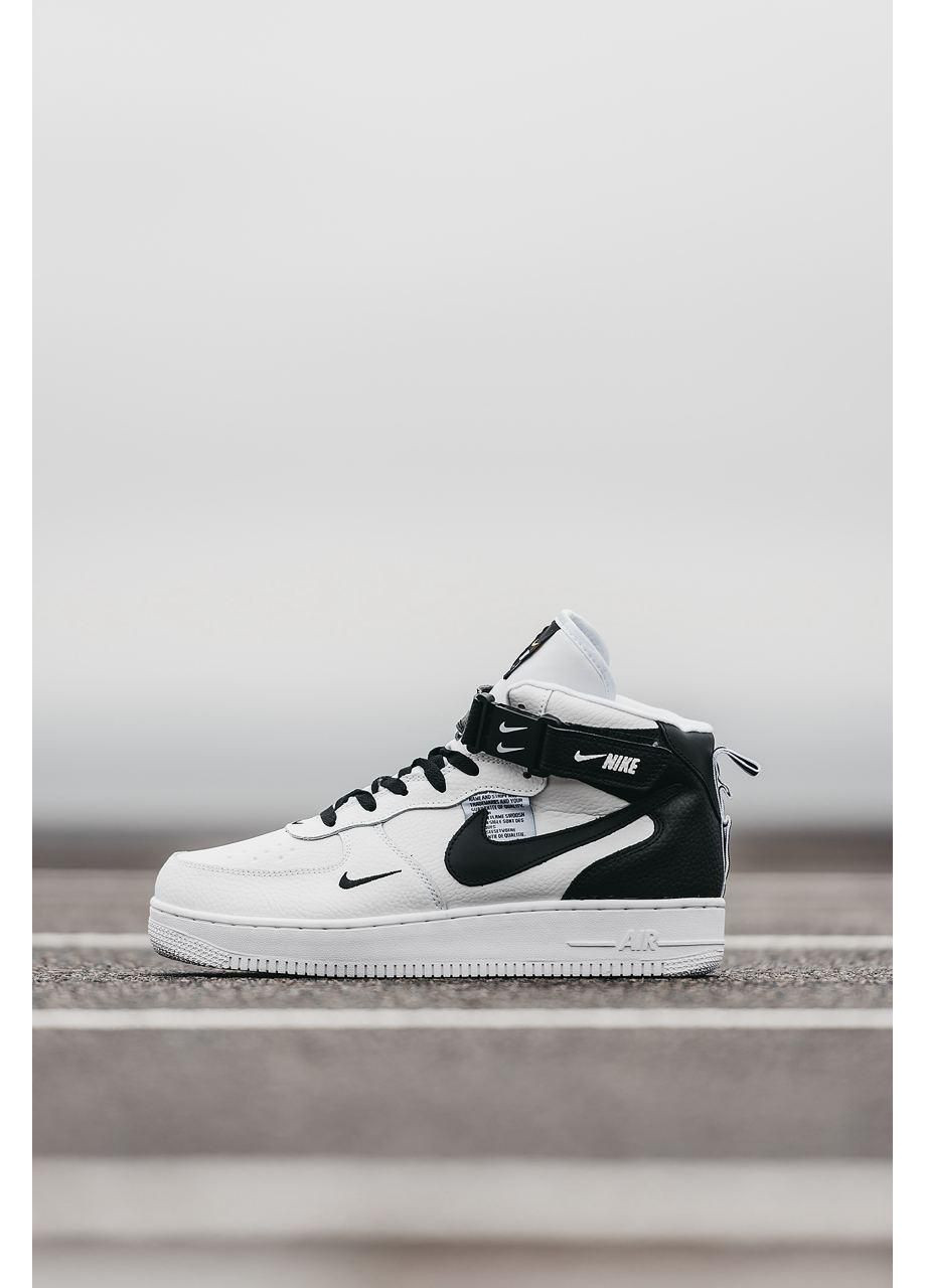 Чорні Зимовий кросівки чоловічі nike air force 1 lv8 mid white black найк аір форс 1 преміум No Brand