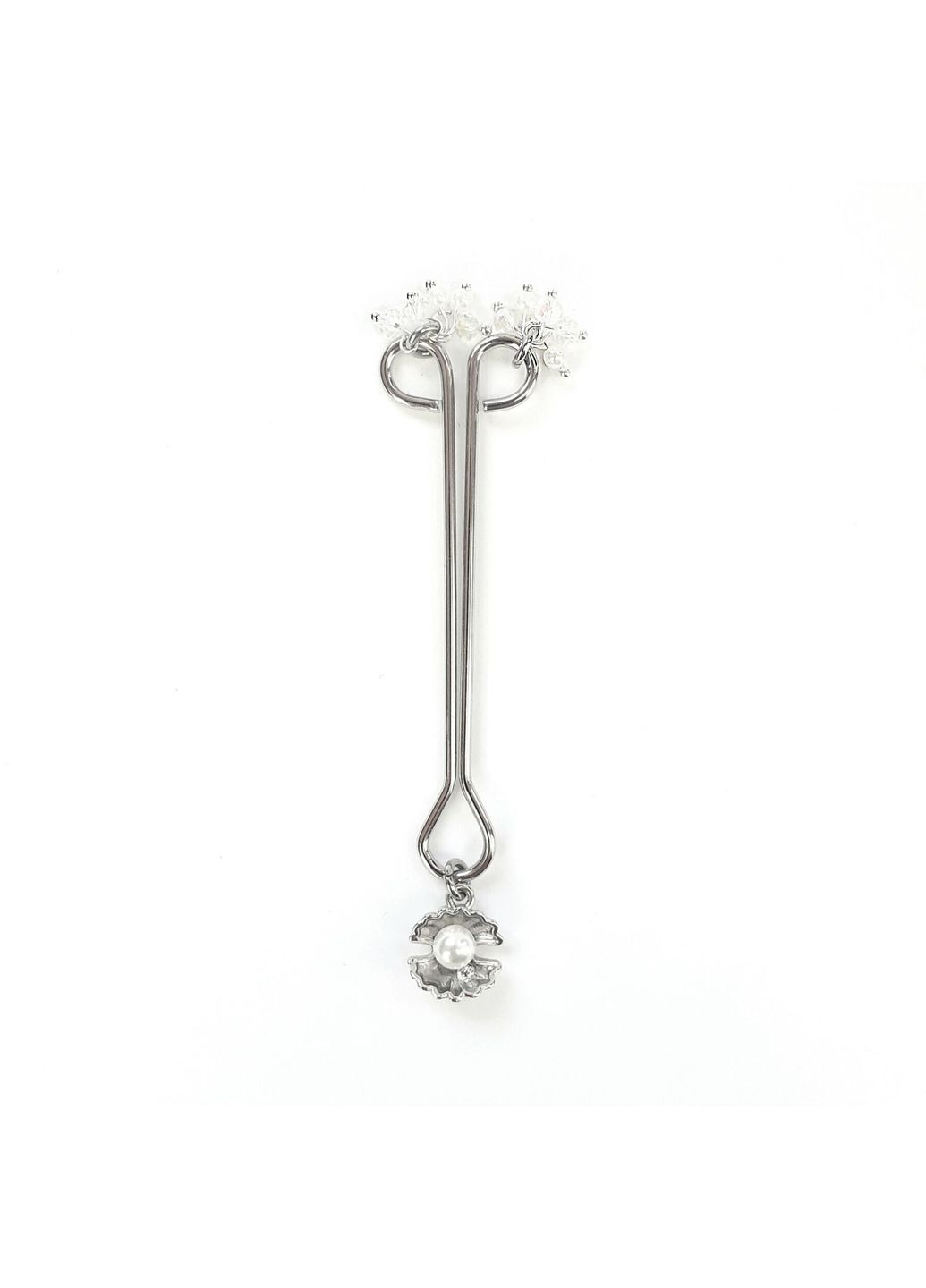 Затискач для клітора перлина з мушлею та кристалами - Margie clit clamp, Срібло Art of Sex (369952499)