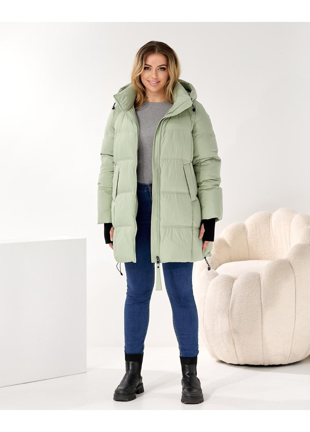 Зелена зимня стильна куртка No Brand