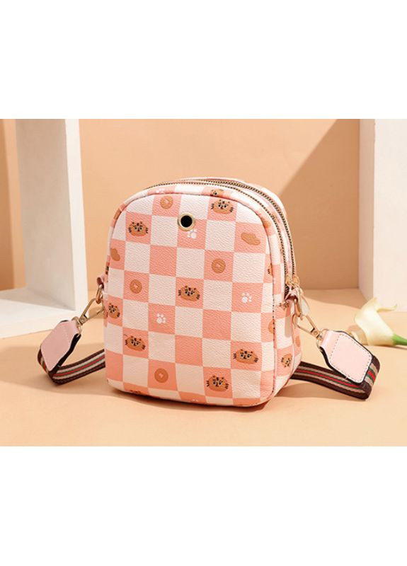 Модная детская мини сумочка с мишкой из экокожи для девочек розовая с молочным No Brand (351536742)