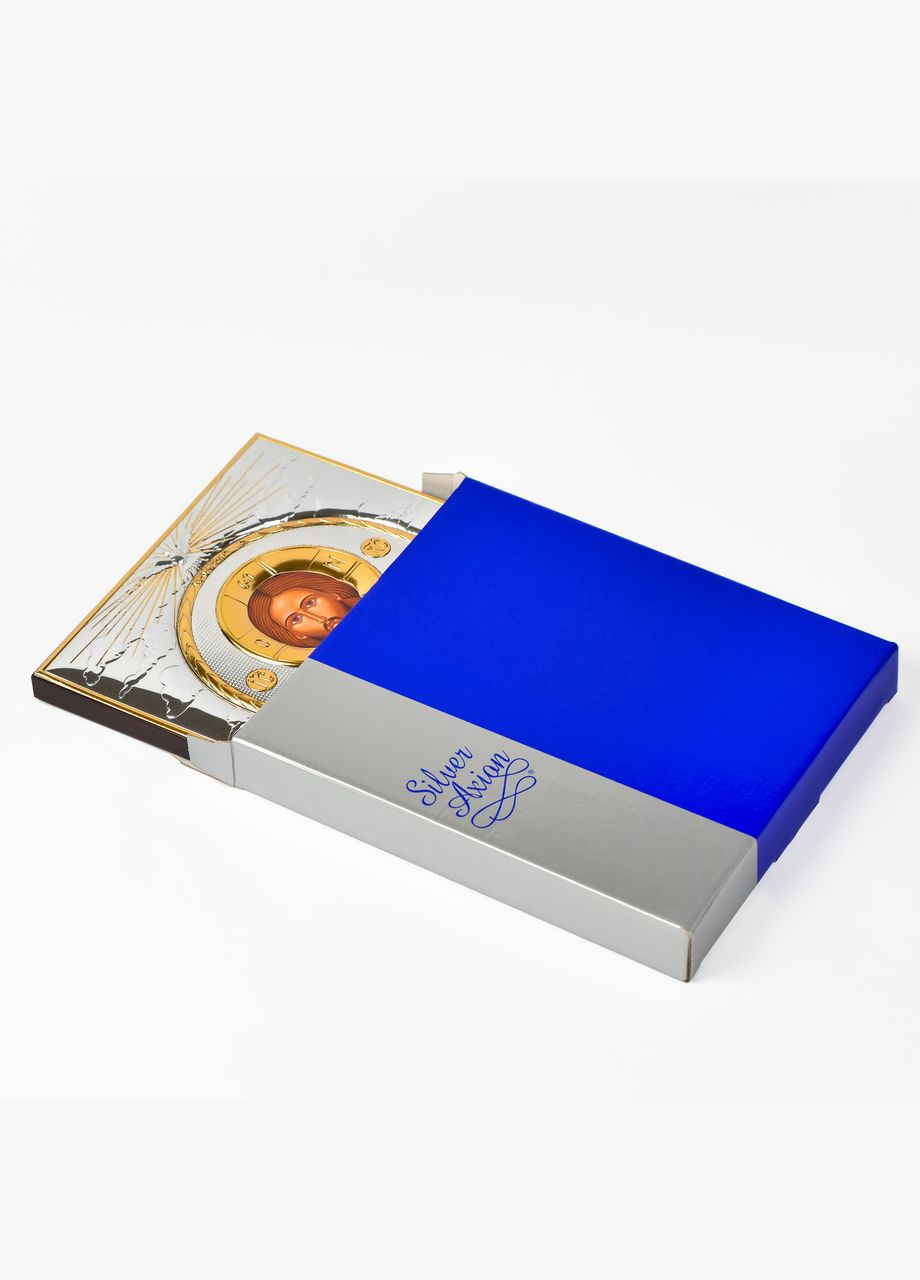 Серебряная Икона Иисус Христос Спаситель 9.3х8см прямоугольной формы без рамки Silver Axion (265446018)